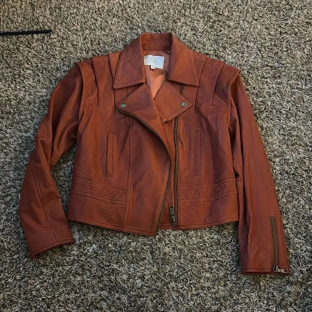 Joie burnt orange lamb skin leather jacket, size S. Style 20-1-003068-OW01209